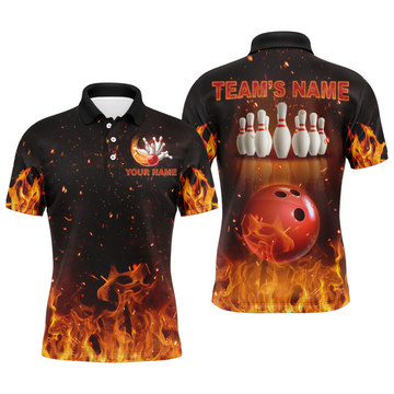 Men's Custom Flame Bowling Polo Shirt B330