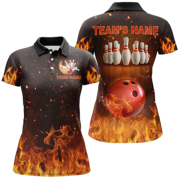 Personalised Women's Bowling Team Polo Shirt - Flame Design B330