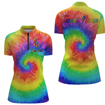 Personalised Tie Dye Bowling Quarter-Zip Shirt for Women B253
