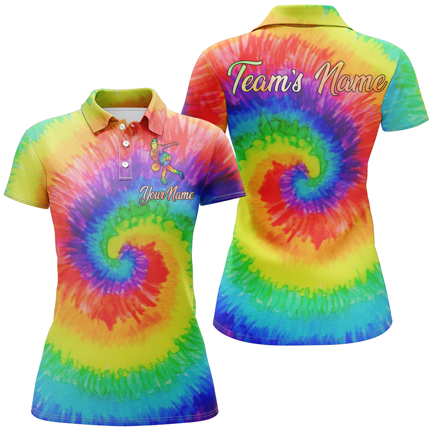 Women's Tie Dye Bowling Polo Shirt B253
