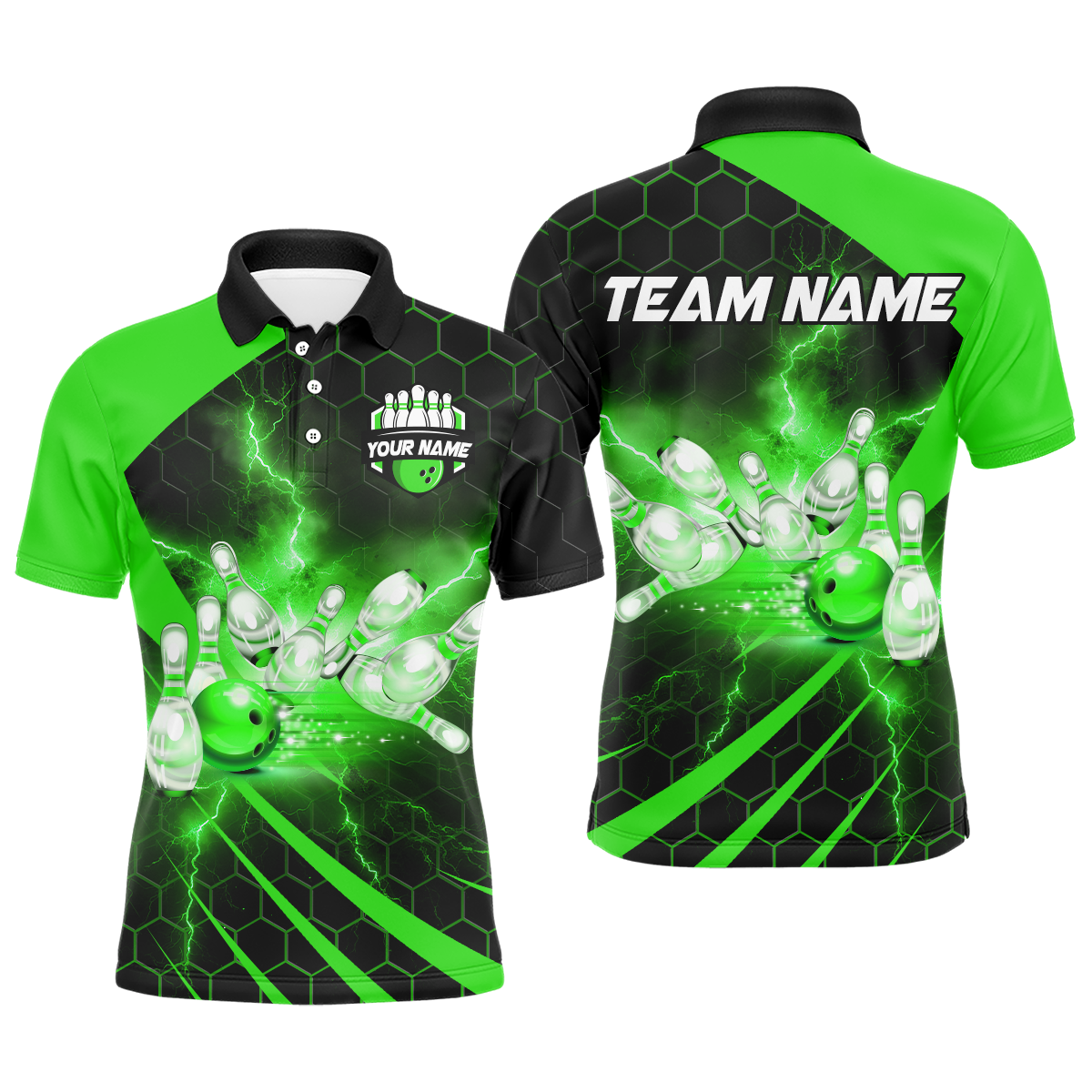 Couples Green Bowling Polo Shirt B491