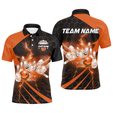 Orange Couples Bowling Polo Shirt B491