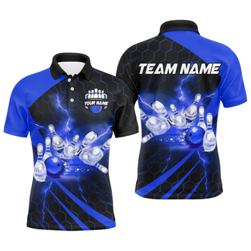 Couples Blue Bowling Polo Shirt B491