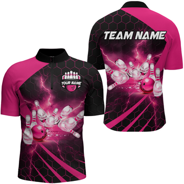Couples Pink Bowling 1/4 Zip Jersey B491