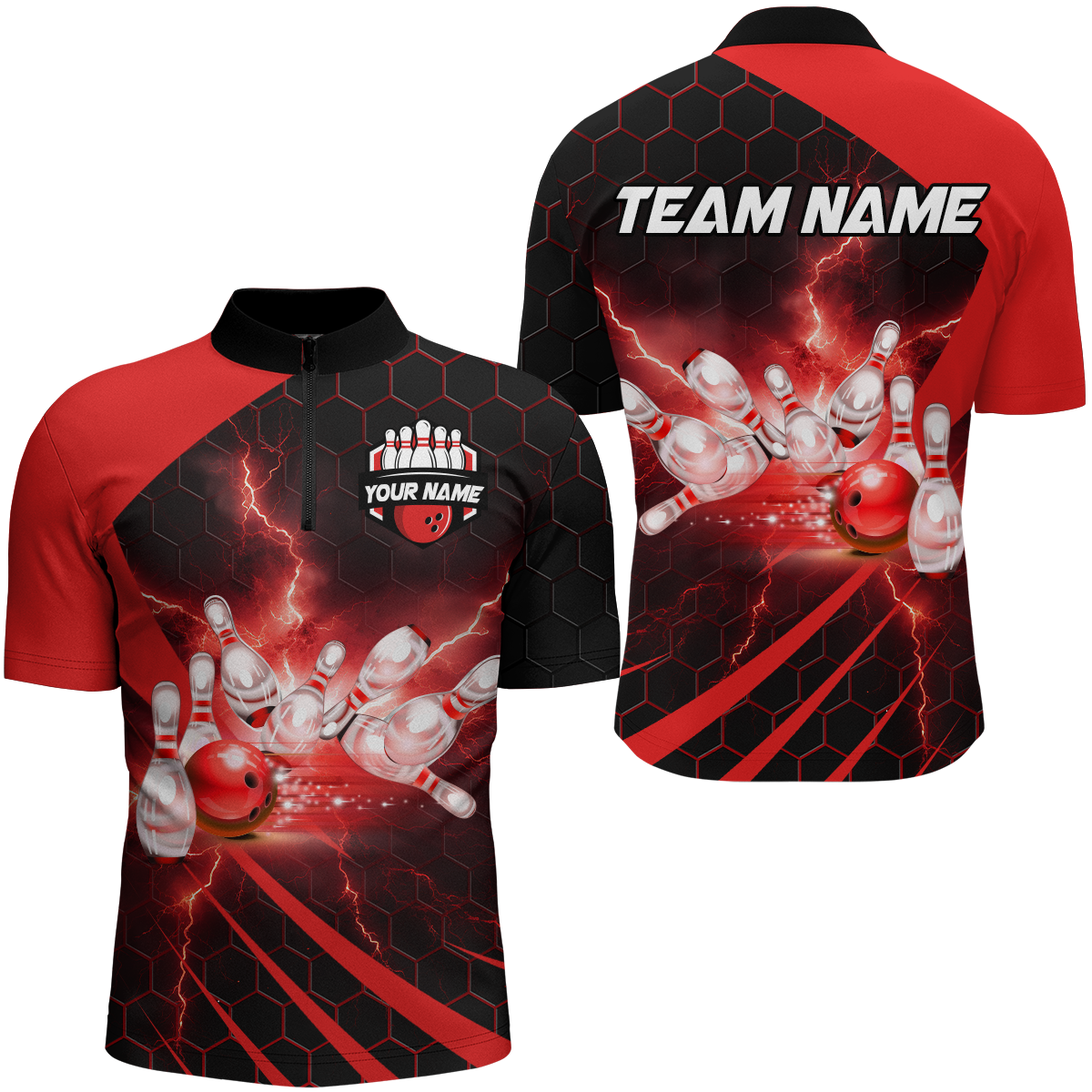 Couples Red Bowling Polo Shirt B491