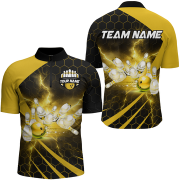 Custom Yellow Bowling 1/4 Zip Jersey for Couples B491