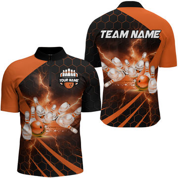 Couples Orange Bowling 1/4 Zip Jersey B491