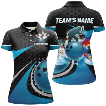 Personalised Blue Bowling Polo Shirt for Women B340