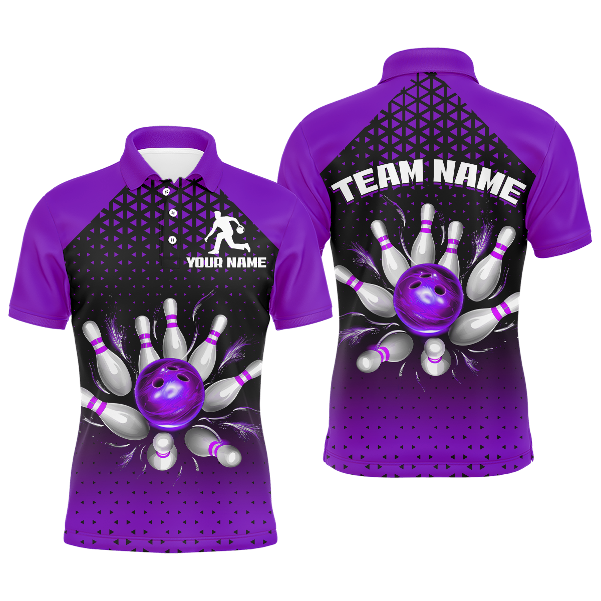 Unisex Purple Bowling Polo Shirts B476