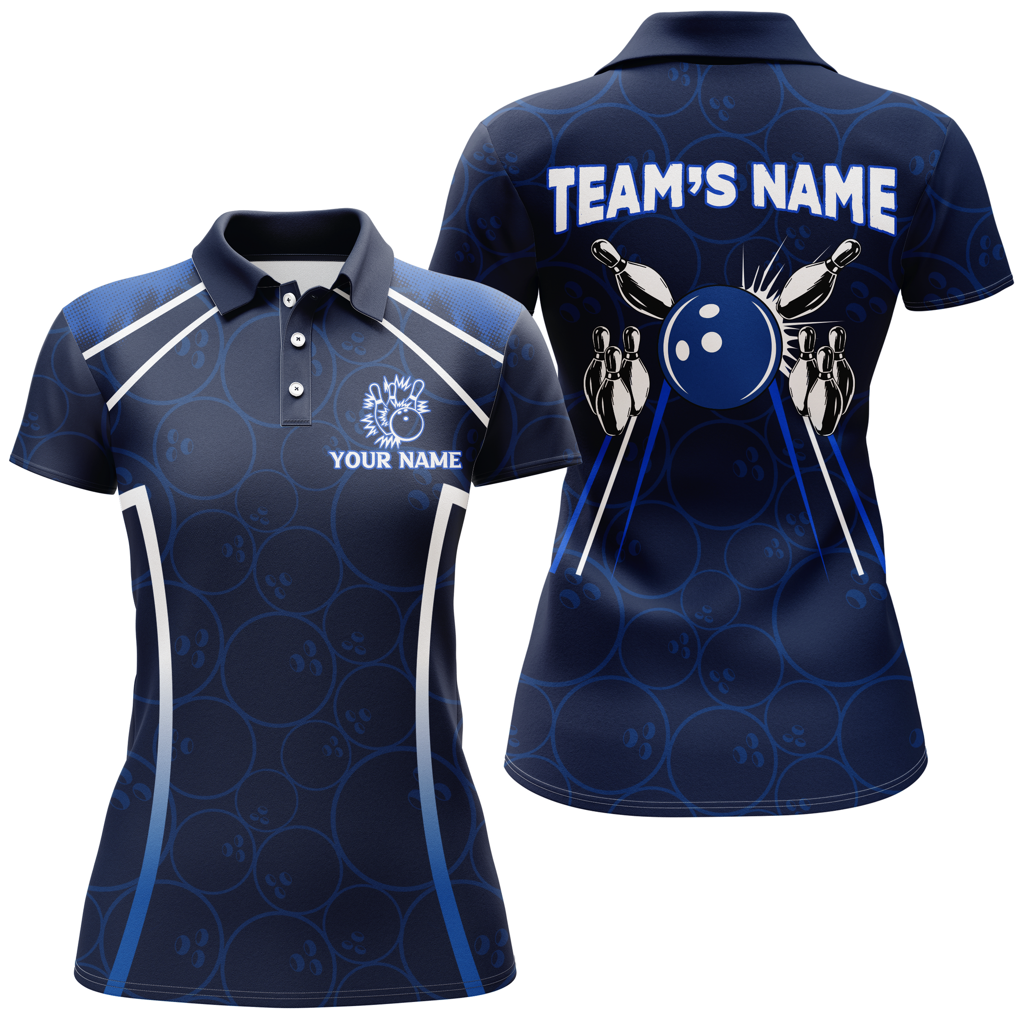 Women's Navy Bowling Polo Shirt B342