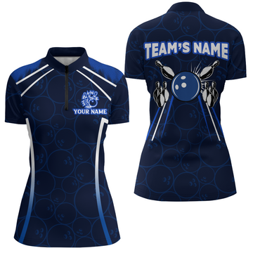 Women's Navy Bowling Quarter-Zip Shirt B342