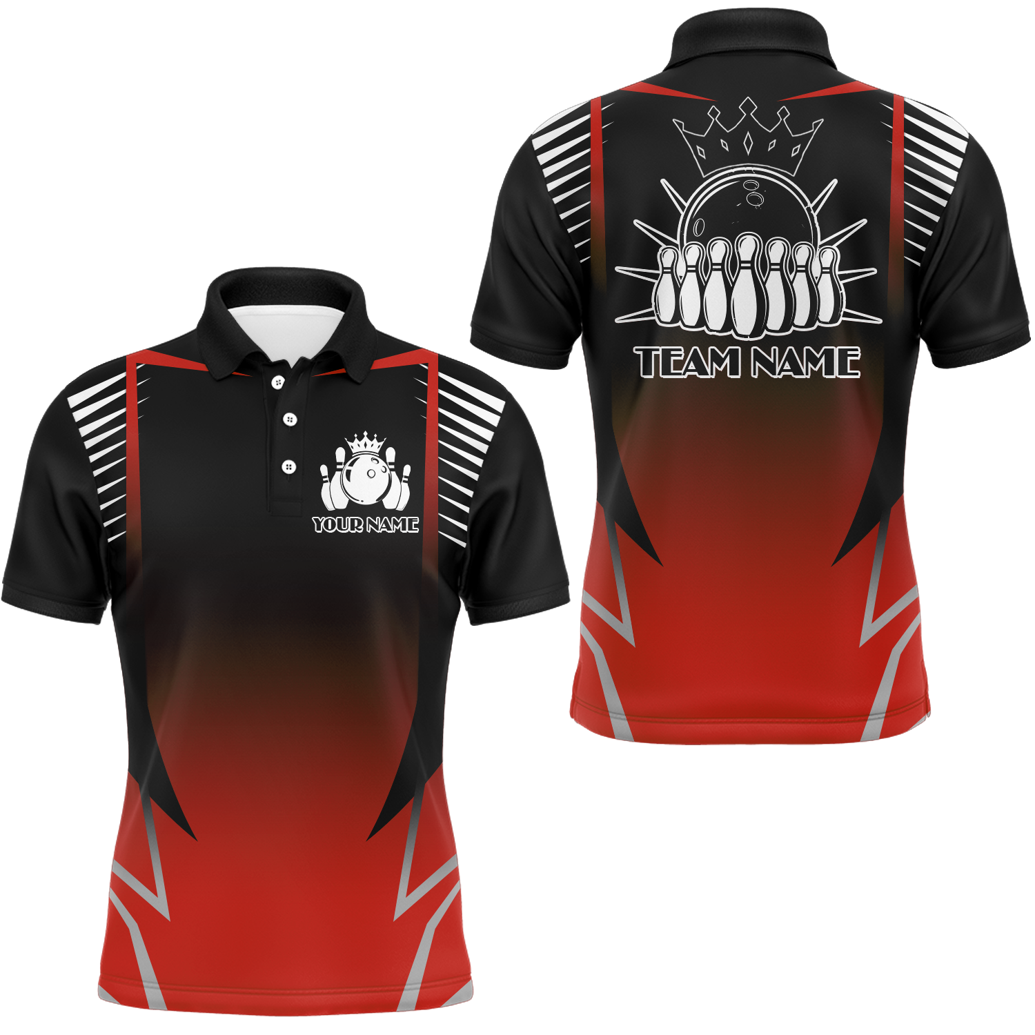 Men's Custom Bowling Polo Shirt - Personalised Team Jersey B345