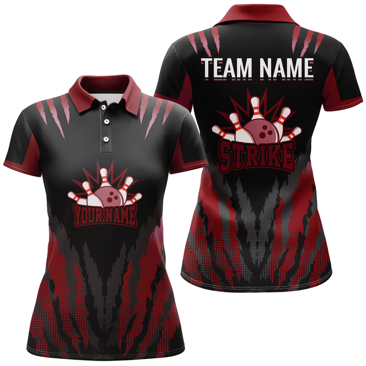 Women's Personalised Bowling Polo Shirt B286