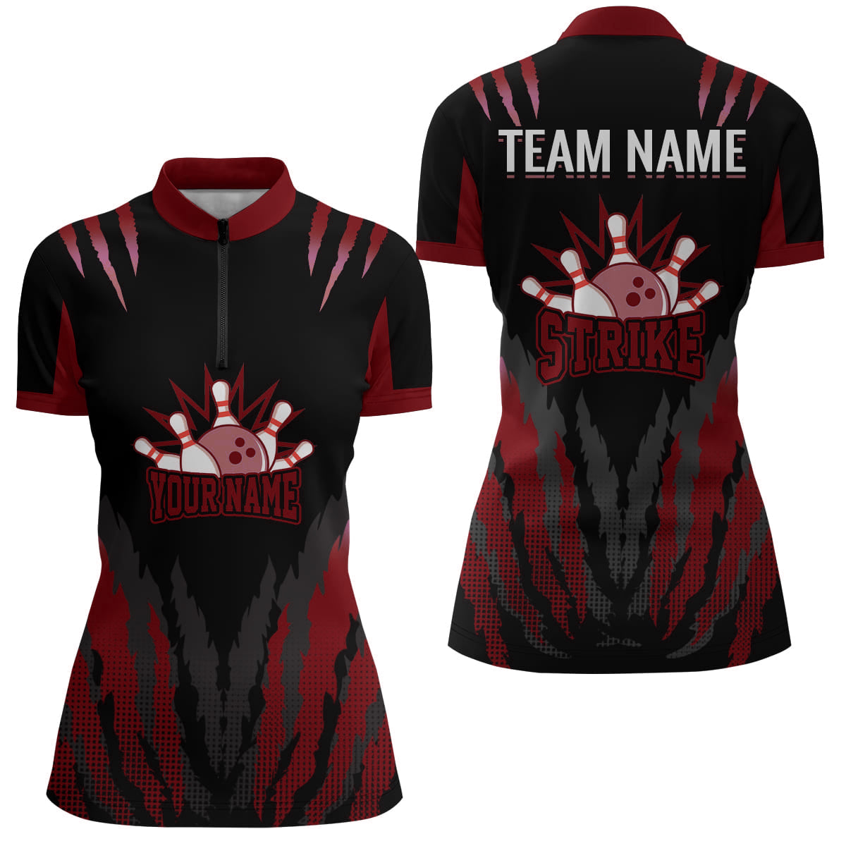 Women's Personalised Bowling Quarter-Zip Jersey B286