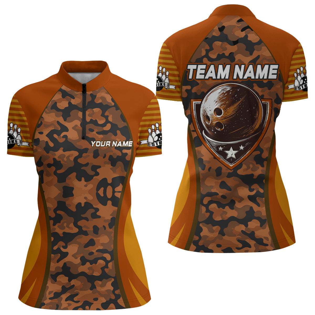 Camo Bowling Quarter-Zip Jersey for Women B327