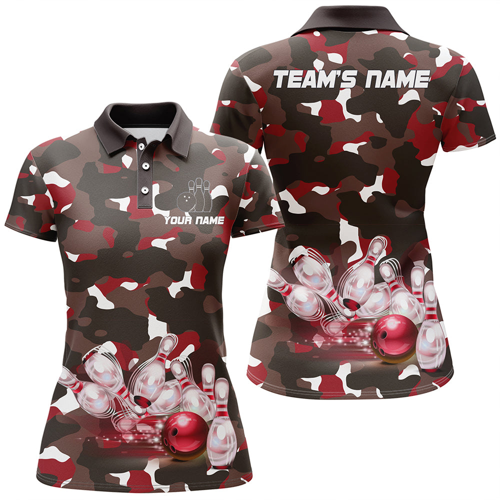 Red Camo Women's Bowling Polo Shirt B247