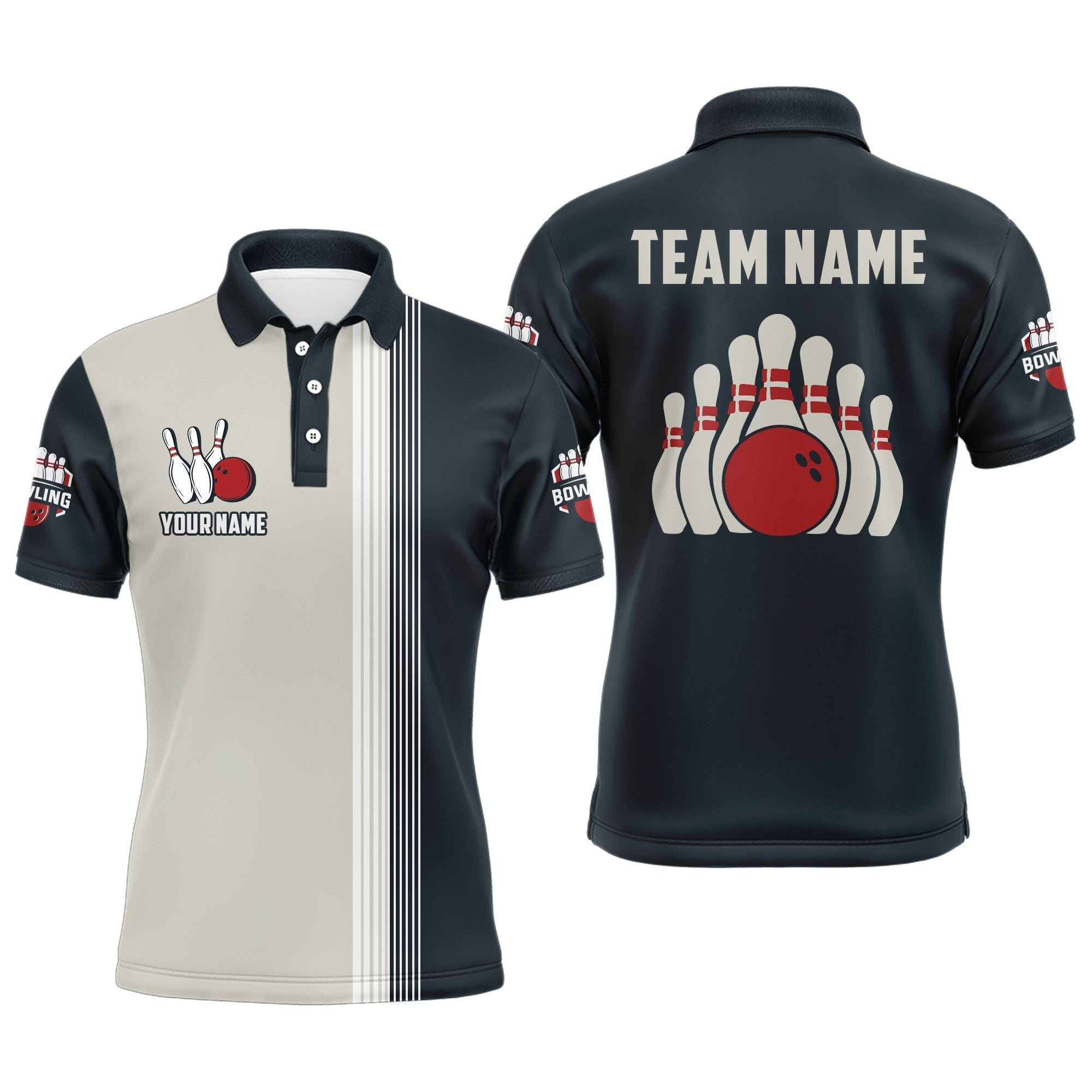Personalised Men's Navy Bowling Team Shirt B245