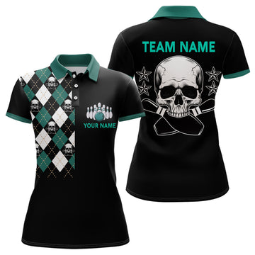 Custom Black Bowling Polo Shirt for Women B83