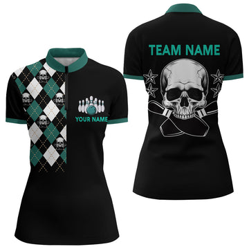 Women's Custom Skull Bowling 1/4 Zip Jersey B85