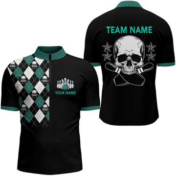 Men's Custom Black Bowling Quarter Zip Shirt B84
