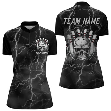 Women's Bowling Quarter-Zip Shirt - Lightning Thunder B335