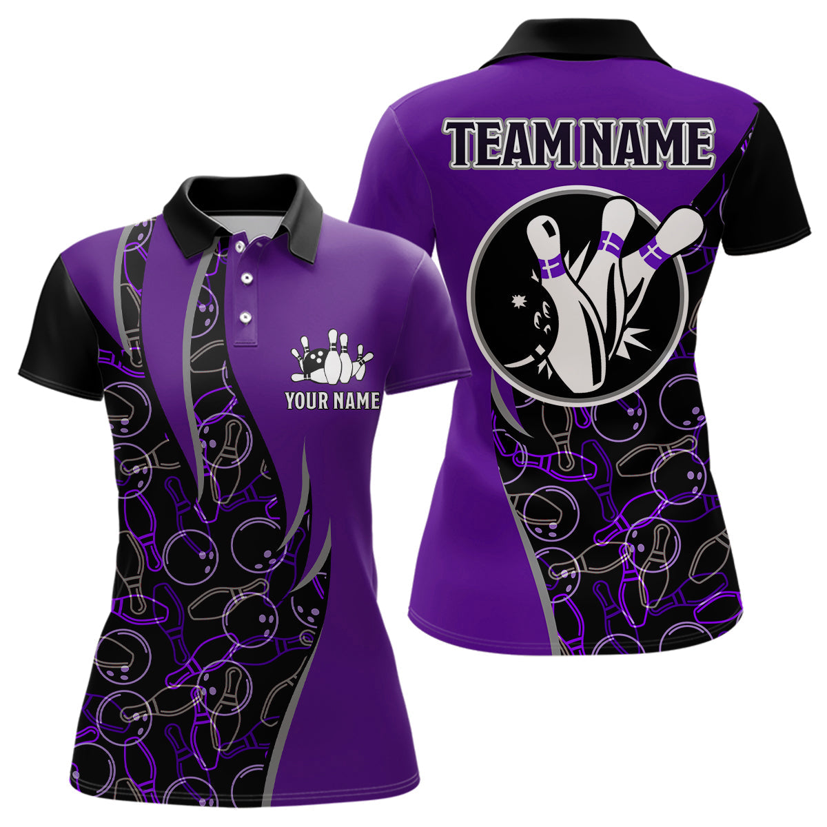 Custom Women's Bowling Team Polo Shirt B390