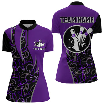 Custom Women's Bowling Team Quarter-Zip Shirt B390