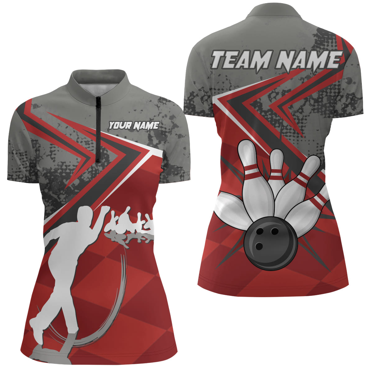 Women's Custom Bowling Quarter-Zip Jersey - Short Sleeve B270