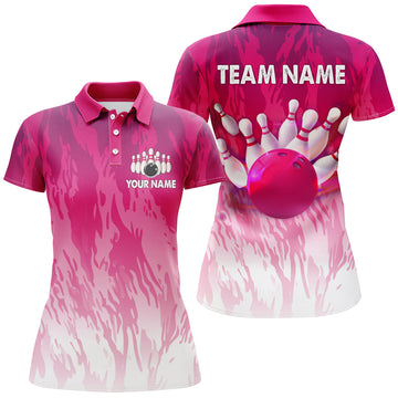 Pink Women's Bowling Polo Shirt - Custom Team Jersey B341