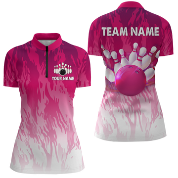 Women's Pink Bowling Quarter-Zip Jersey B341
